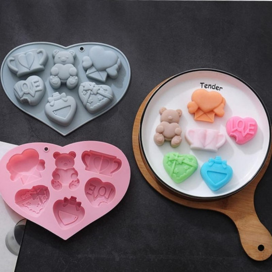 Love Heart Teddy Bear Silicone Mould